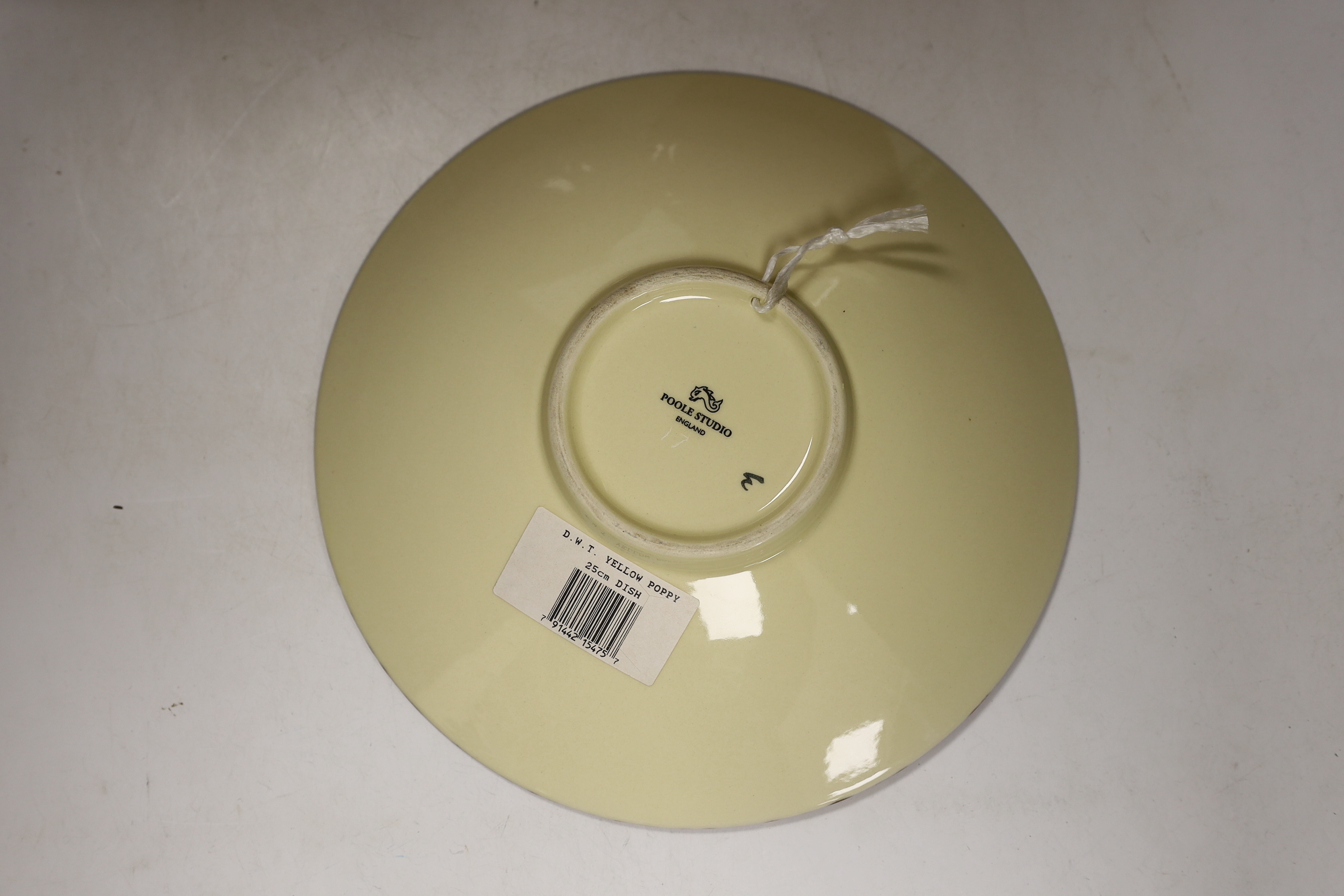 Three Poole Pottery ‘Delphis’ wall plates, 25cm